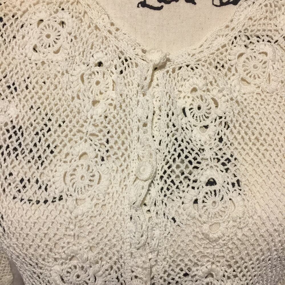 Vintage Ivory Handmade Crocheted cotton sweater Shanghai China - Picture 6 of 6